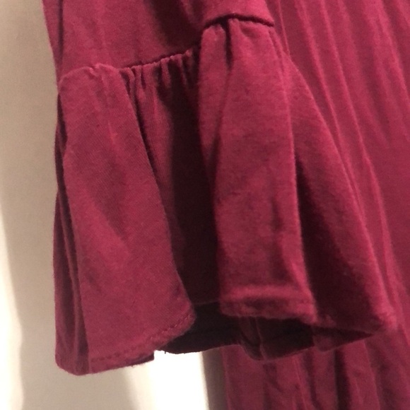 Karl Lagerfield Burgundy Cold-Shoulder Top Ruffles S - Picture 4 of 6